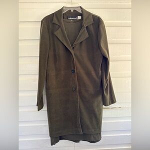 Sag Harbor Size 12 Olive Green 2 PC Tank Dress with Trench Style Jacket Coat